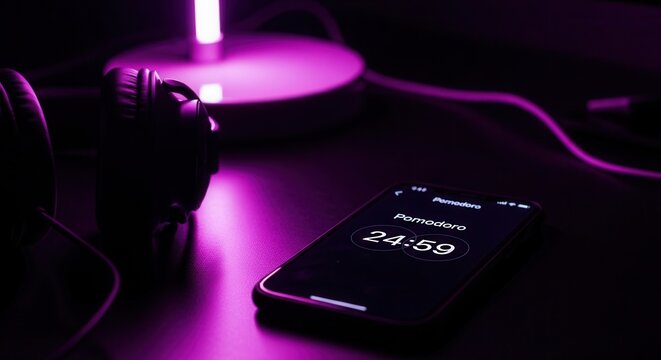 Concentration Station With Pomodoro Timer And Headphones