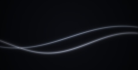 Two parallel, glowing white light streaks forming gentle horizontal waves against a dark, textured black background, with subtle grain overlay © Pixel With MH