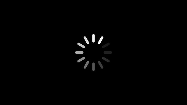 Loading Spinner Animation with Alpha Channel, Circular Progress Indicator, Minimal White Preloader Loop for UI, App, Web and Video Overlay