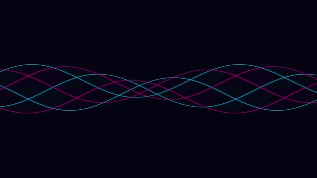 Abstract waves animation with smooth intersecting glowing cyan and magenta lines moving rhythmically across dark minimalist background for modern digital interface.