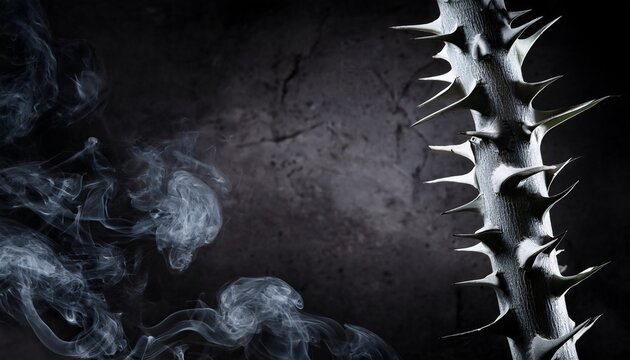 dark thorn border with smoke and empty copy space on charcoal background