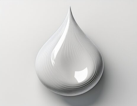 3d white water drop shape isolated on white background