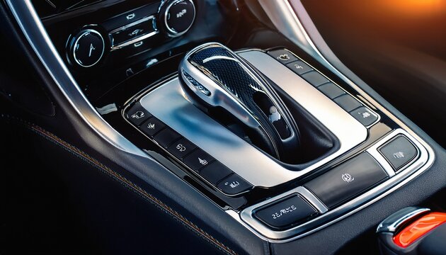 car gear close up of modern car automatic gear selector or electronic shifter premium interior design ev car gears driving control auto transmission modes automotive technology in motion driving