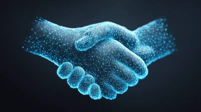 Digital handshake representing a strong business alliance