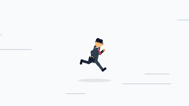 Flat illustration of a businessman running fast with a briefcase.