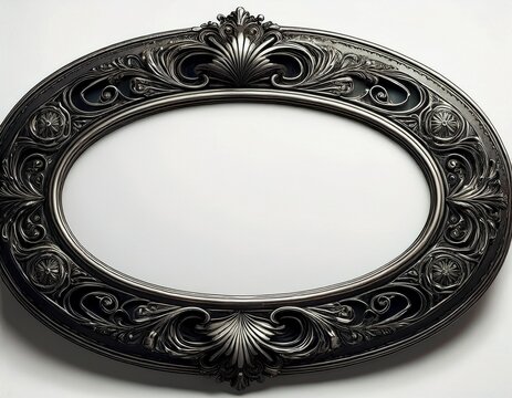 vintage dark oval frames backgrounon white background for memorial use