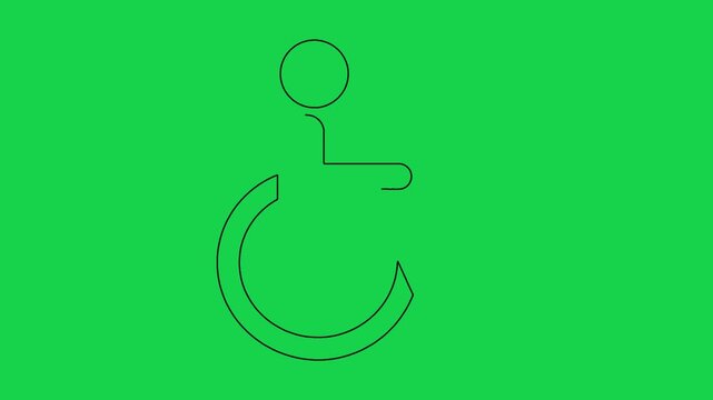 Wheelchair accessible sign animation outline drawing on green screen background video clip.