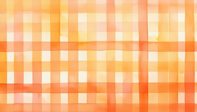 pale pastel orange gingham watercolor on wet textured paper