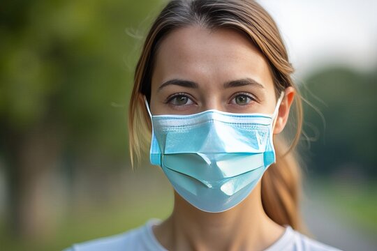 Capturing the Significance of Safety: Woman Wearing N95 Face Mask Outdoors During COVID-19 Pandemic
