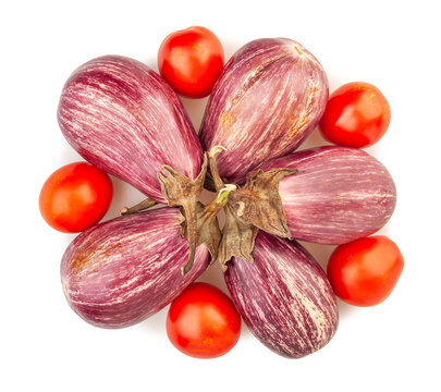 jewel marble eggplant tomato mix path isolated on white top view