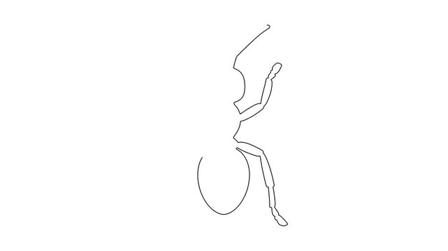 Ant drawing line art animation showing single black outline silhouette against white bg.