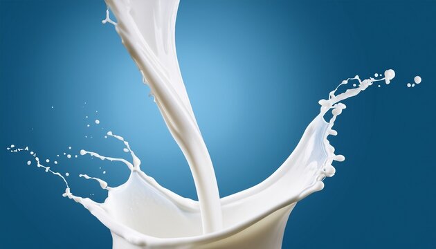 thick fresh milk flows in a curve shape isolated background
