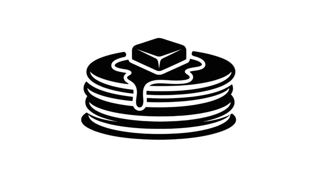 Vector illustration of stack of pancakes with butter and syrup icon illustration on a transparent background