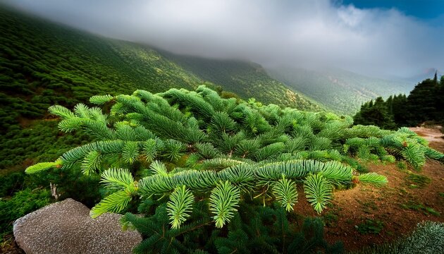 pine leaf of cedrus atlantica tree from atlas mountain