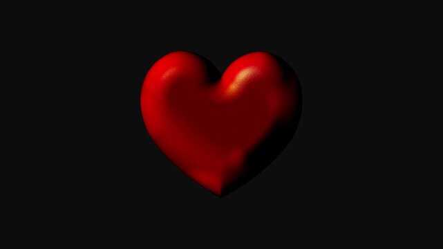 High-resolution 4K ProRes seamless looping animation of a 3D glossy red heart with realistic lighting on a transparent background, designed for luxury romance and Valentine's Day projects.