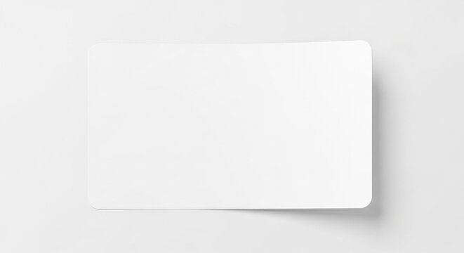Blank white rectangle sticker with rounded corners on a light gray background, subtle shadow, clean and modern design.