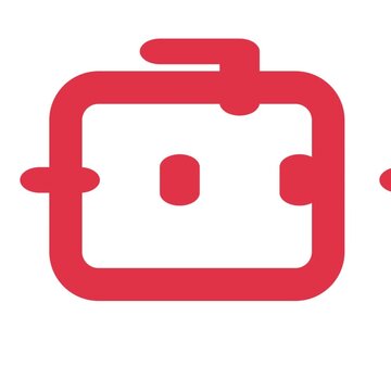 Red abstract robot icon transitions smoothly in this minimalist digital motion video clip showcasing simple geometric shapes interacting with clean white space in a creative animation.