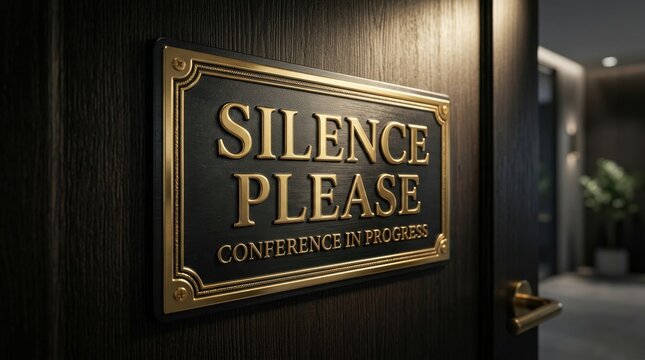 Elegant Silence Please Conference In Progress Door Sign