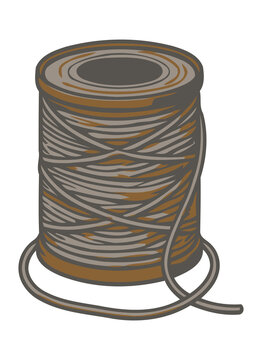 Vintage Spool of Thread Isolated on Transparent Background, Traditional Sewing and Textile Craft Supply for Tailoring and Needlework