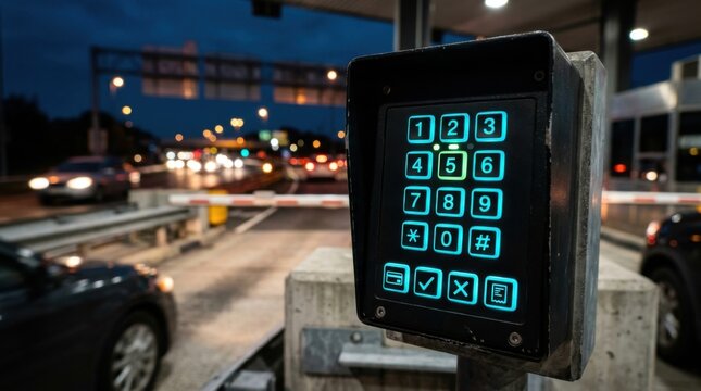 Electronic Toll Collection System At Night Capturing Vehicle Access Data