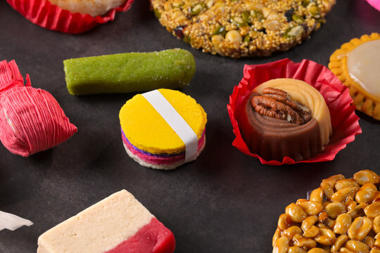 Mexican street food dessert assortment of traditional artisanal candies