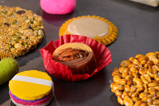 Traditional Mexican candy and sweets assortment close up