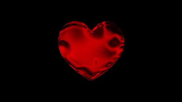 4K seamless looping heart shape animation with smooth pulse motion on transparent alpha channel.