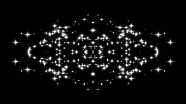 Magic light stars line effect, white glowing fairy sparkle line burst,  white twinkling particles animation, fairy dust wand glitter stars trail transition on black screen background.4k video