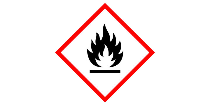 Flammable hazard symbol warning dangerous substance risk pictogram danger flammable liquid pictogram caution danger warning pictogram flammable substance industrial chemical sign.