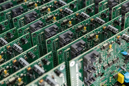 Belarus. Mogilev. Printed circuit boards with electronic components.