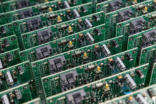 Belarus. Mogilev. Printed circuit boards with electronic components.
