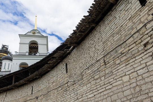 Russia. Pskov. View of the architecture of the Pskov Kremlin.