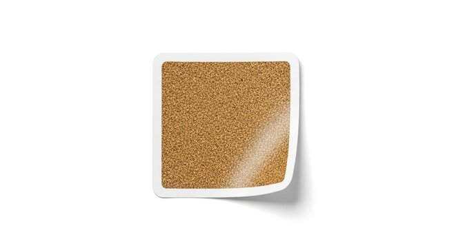 Blank Square Cork Coaster Mockup with Rounded Corners on White Background