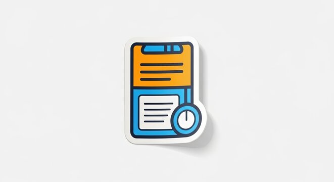 Digital Document with Timer Icon Sticker, Concept of Time Management and Task Completion