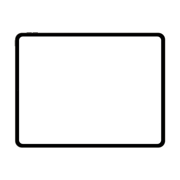 Black tablet pc with no screen. Isolated. Front view. No background. Png image for mockups