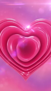 A shiny pink heart shape floating on a soft background