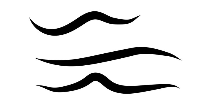 Abstract black wave lines set as simple fluid shapes for modern graphic design elements
