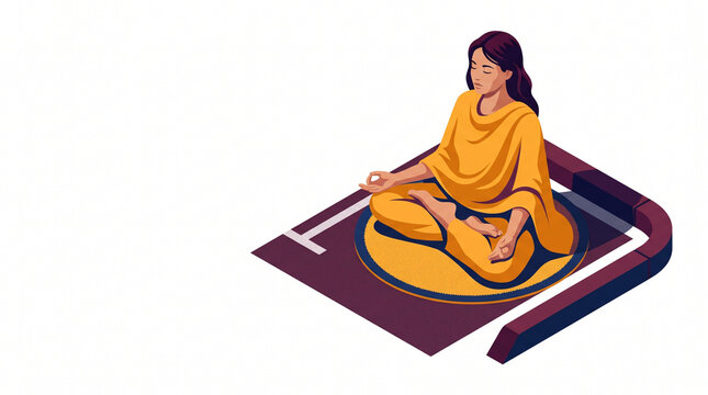 Woman meditating on a yoga mat in a serene indoor space  