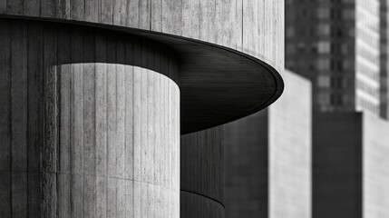 Fototapeta premium Modern concrete architecture abstract curve structure black and white