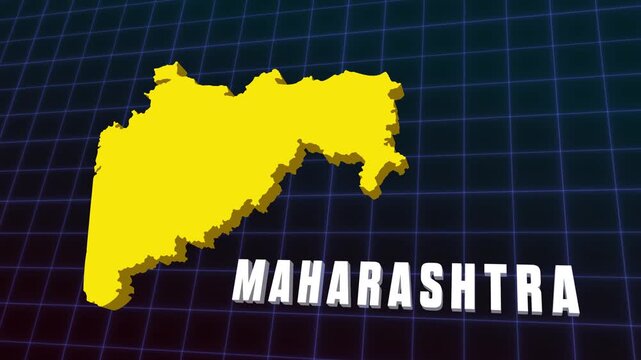 3D Animation Maharashtra Mumbai Bombay North India Documentary Infographic Style Futuristic Map 4K Animation