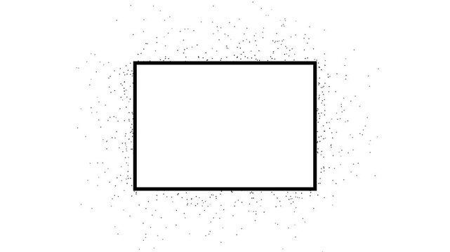 A black and white line drawing of a cute cartoon dog puppy with big ears sitting on the ground motion graphics