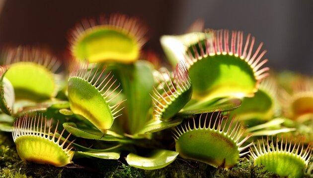 close up of venus flytrap carnivorous plants