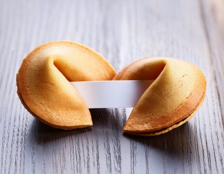 fortune cookie with blank paper message