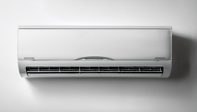 modern wall mounted air conditioning unit with sleek design and adjustable vents on white background