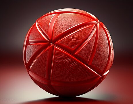 bright red rubber kickball with a classic diamond texture