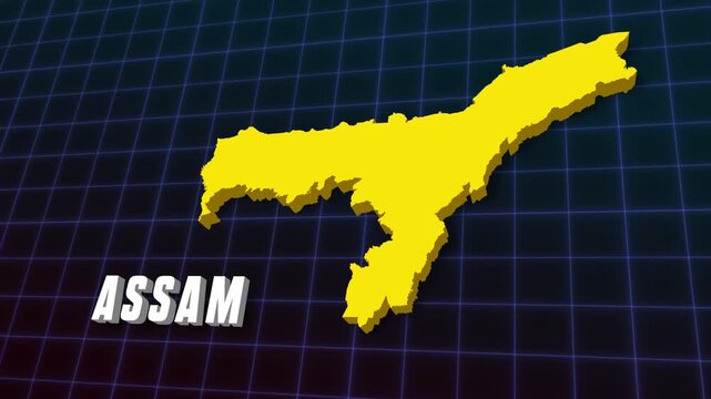 3D Animation Assam North East State Documentary Infographic Style Futuristic Map 4K Animation