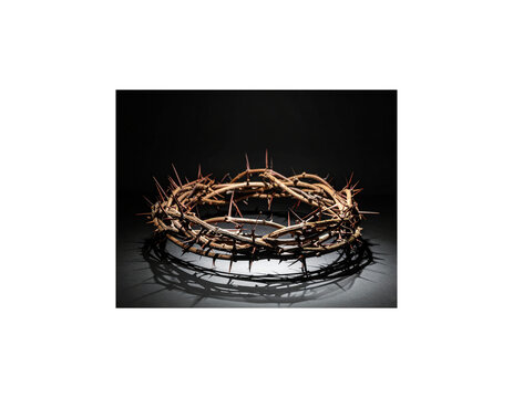 crown of thorns with black backdrop . crown with spotlight. dramatic