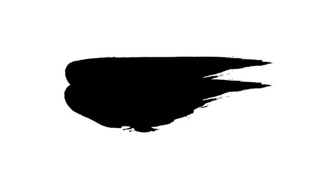 Black ink brush stroke animation isolated on white background for video transition and overlay