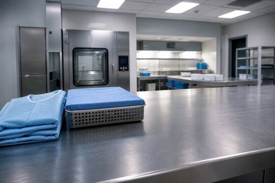 Hospital Sterile Processing still life stainless copy space conceptual