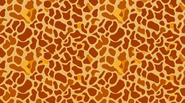 seamless giraffe fur pattern background vector illustration with brown and yellow animal skin spots for textile print and wildlife design